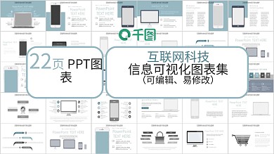 小清新互联网科技信息可视化PPT图表