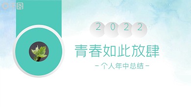 小清新风格个人年中总结汇报PPT模板