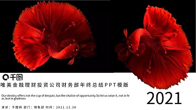 金融理财投资公司财务部年终总结PPT模版