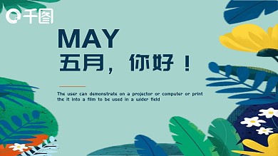 清新简约五月你好PPT模板