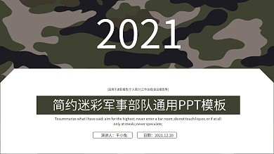 迷彩背景军事国防PPT模板