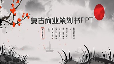 复古商业策划书创业项目融资计划PPT模板