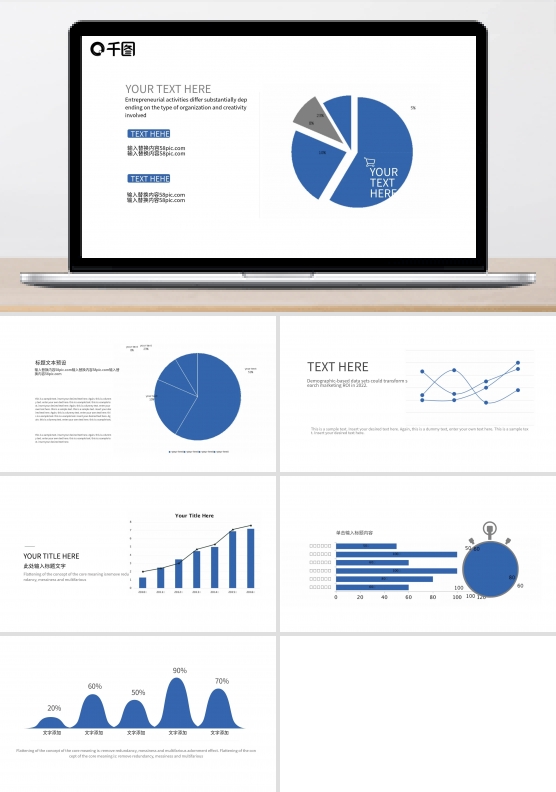 饼图／折线图信息可视化图表集PPT模板