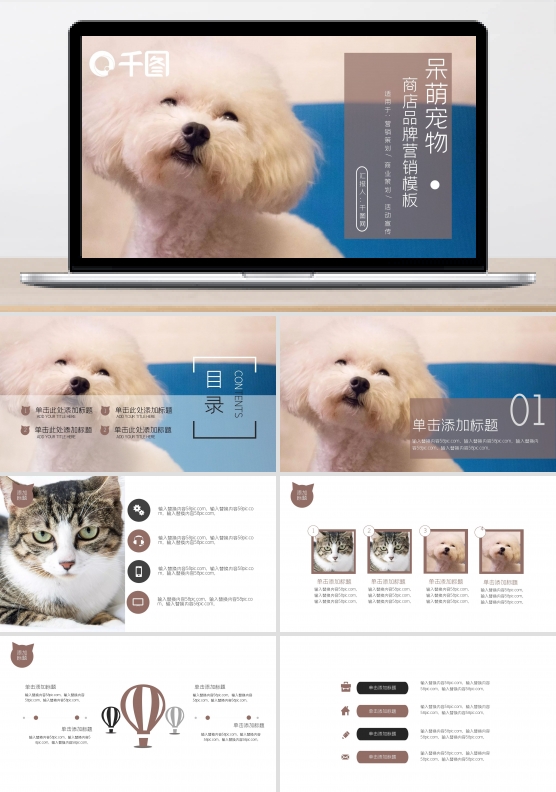 欧美风呆萌宠物商店品牌营销PPT模板