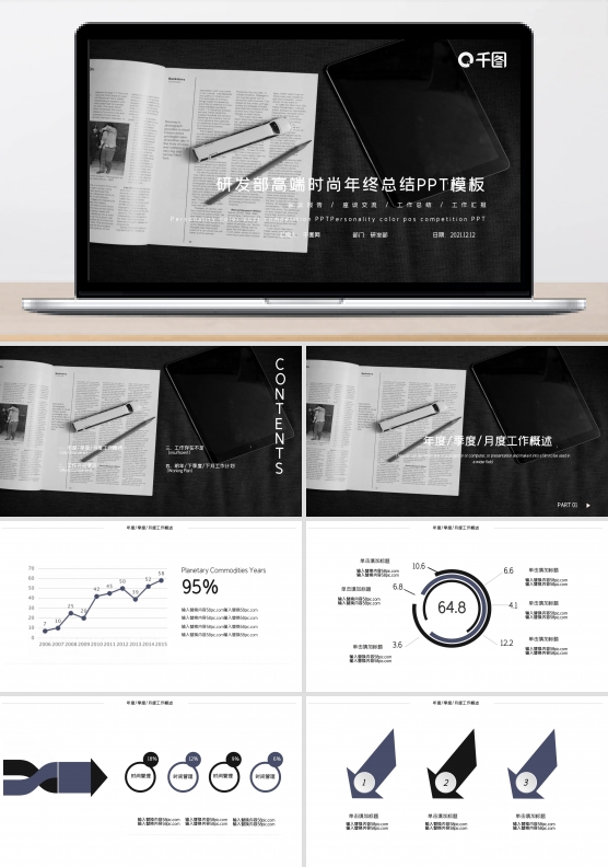 黑蓝研发部高端时尚年终总结PPT模板