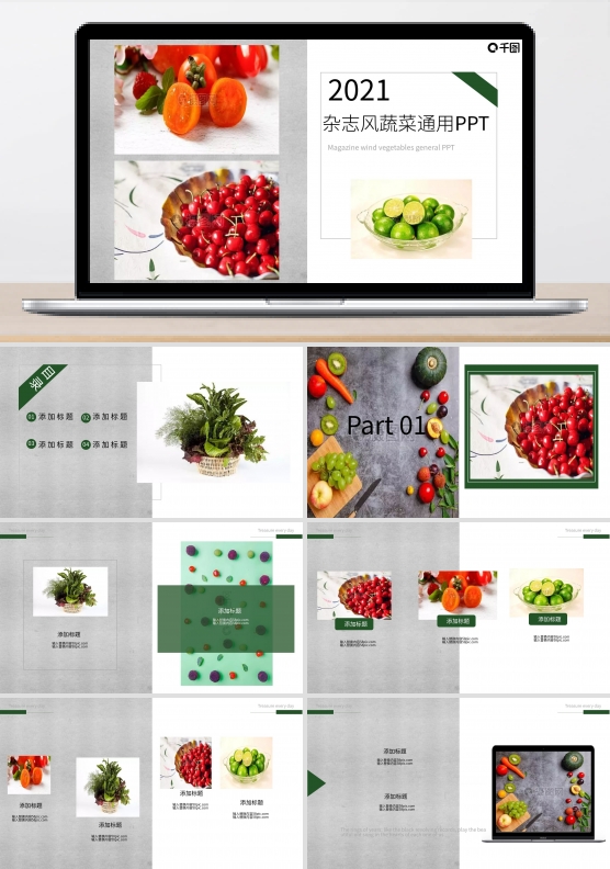 杂志风蔬菜行业工作总结通用PPT