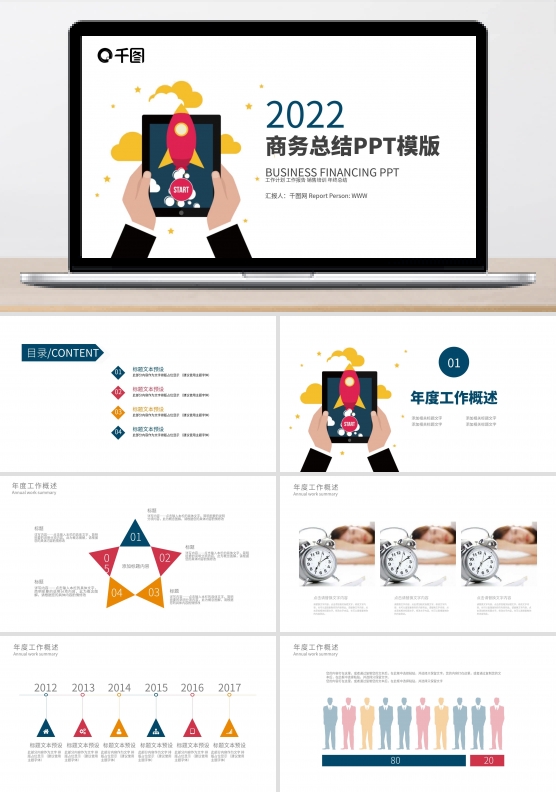 2022商务工作总结工作汇报PPT模板