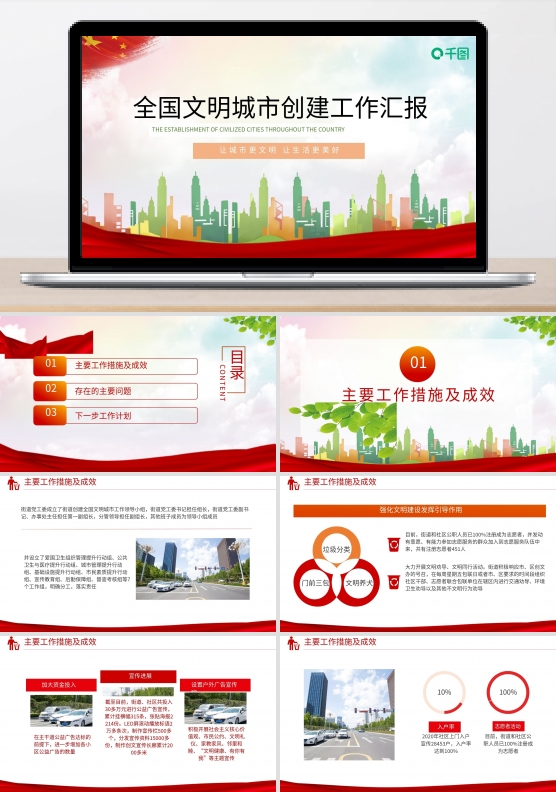 全国文明城市创建工作汇报PPT模板