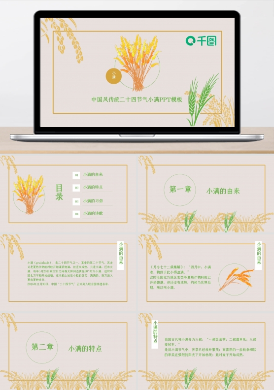 二十四节气之小满节气介绍PPT课件模板