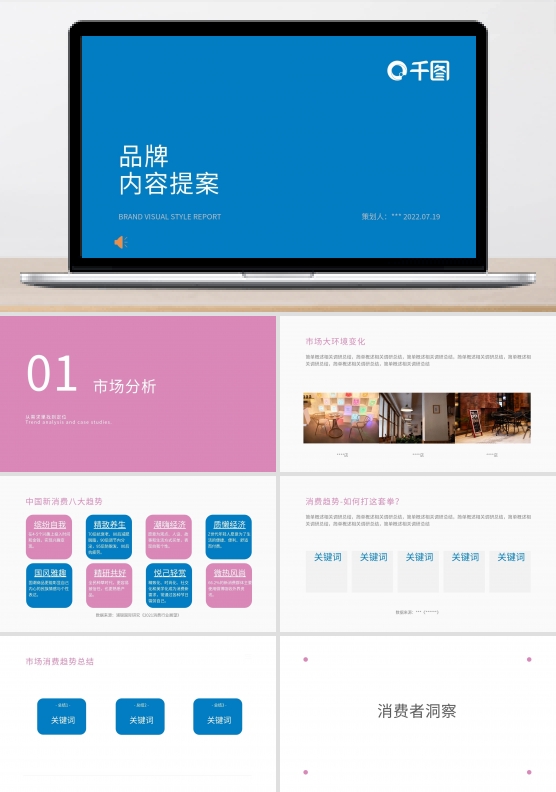 网红清新简约品牌提报内容提案商业计划书