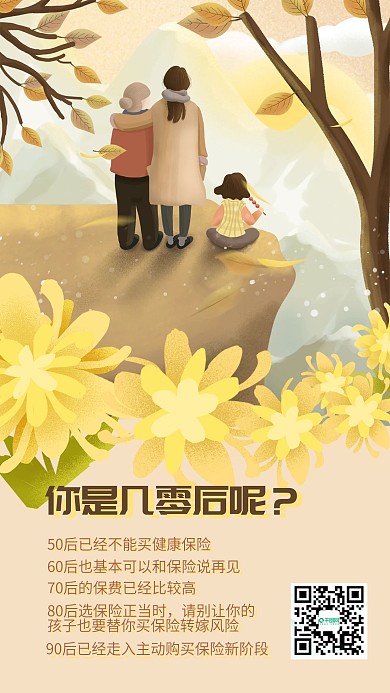 保险理念你是几零后手绘海报