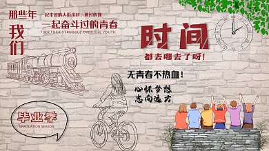 复古怀旧致青春毕业季时间都去哪了学校酒吧餐厅背景墙展板