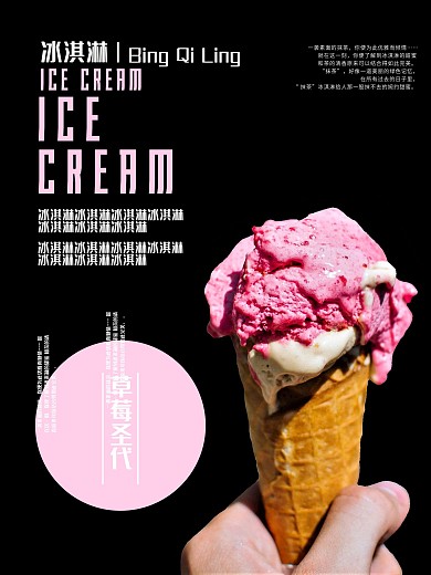 冰淇淋圣代美食海报