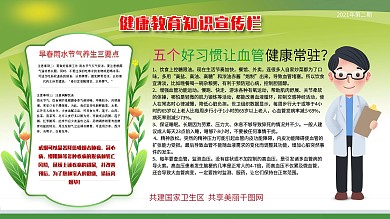 绿色小清新背景医疗宣传栏展板公益卫生知识
