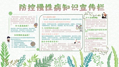 简约清新防空慢性病知识宣传栏