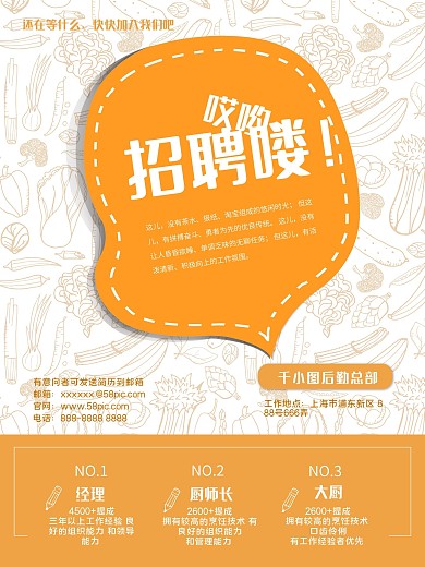厨师招聘简约海报