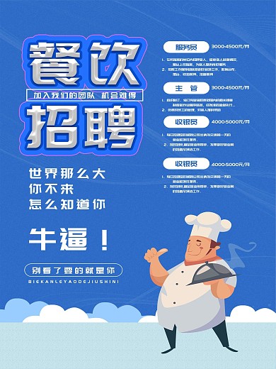 原创餐饮行业招聘海报