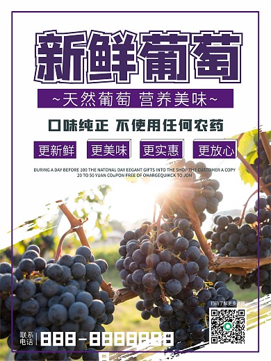 水果新鲜葡萄促销海报