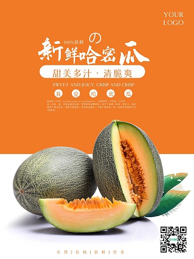 清新简约哈密瓜水果海报