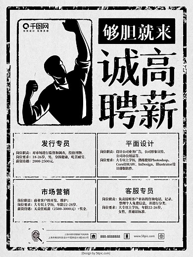 仿古风民国报纸企业创意招聘海报