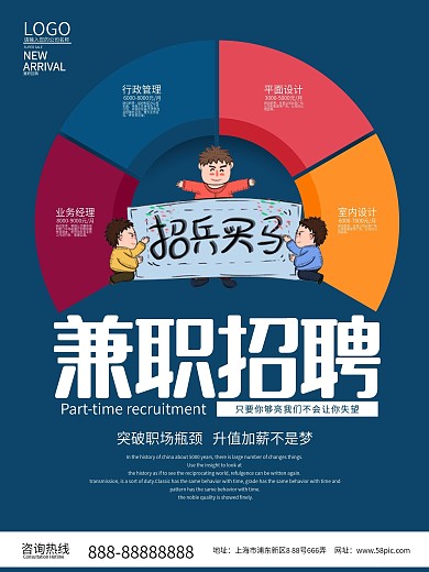 简约小清新兼职招聘海报