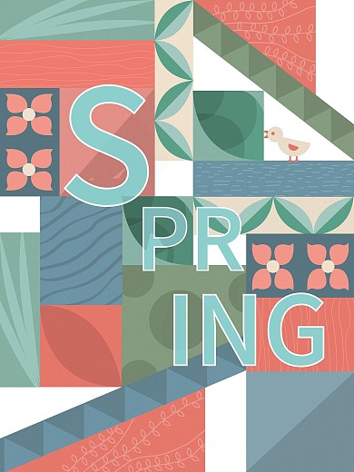 原创创意几何海报—春天