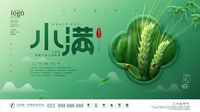 简约摄影图二十四节气小满节日宣传展板