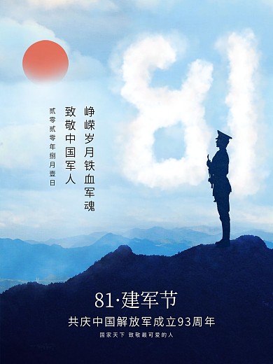 原创字八一建军节党建大气简约宣传海报