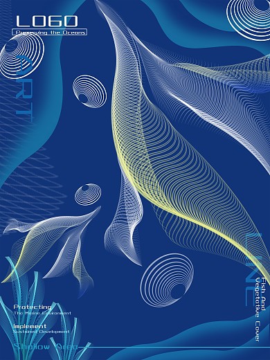 线的艺术保护海洋环境公益宣传海报