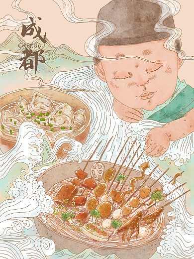 原创全国各地名小吃海报