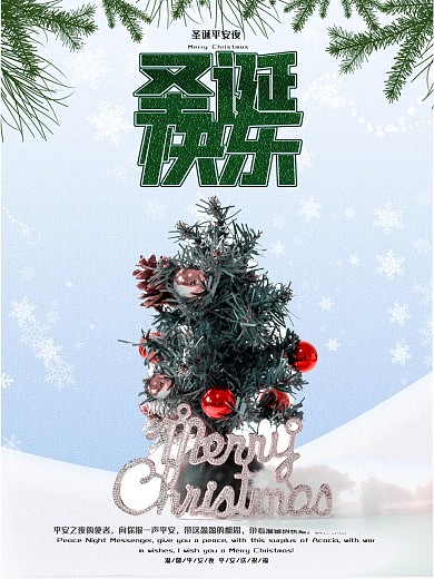 圣诞节元素摄影图海报