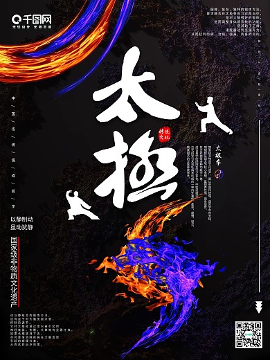 原创炫酷游戏火焰太极背景海报
