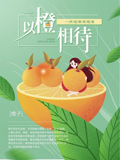 以橙相待水果橙子海报