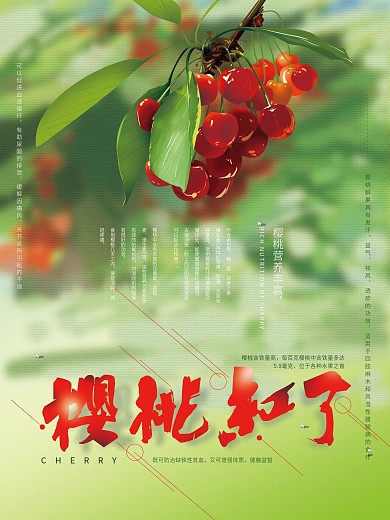 原创手绘简约樱桃海报