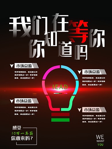 黑色简约大气招聘海报