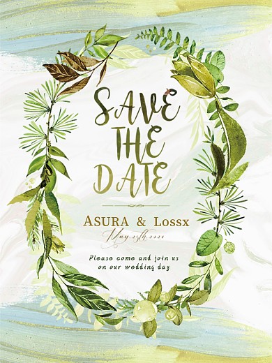 森系白绿色植物海报婚礼邀请函设计模板矢量