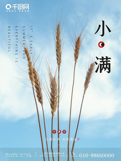 简约大气小满芒种24节气小清新朋友圈海报