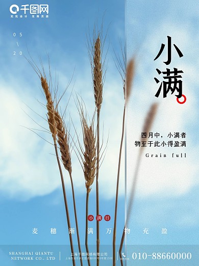 简约文艺小满芒种24节气朋友圈海报模板