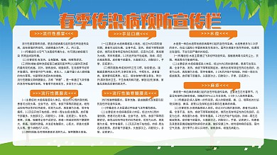 原创小清新春季传染病高发防治知识宣传栏