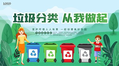 垃圾分类宣传保护环境展板从我做起