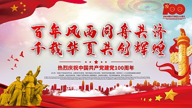 热烈庆祝中国共产党建党100周年党建展板