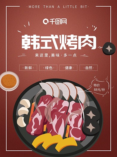 手绘韩式烤肉创意海报
