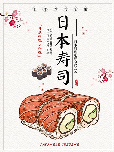 原创手绘日本寿司海报