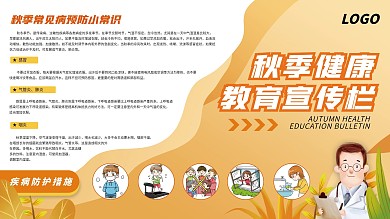 手绘风秋季养生健康宣传展板