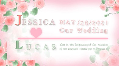 简约清新欧式婚礼背景展板1