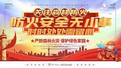 简约风预防森林火灾口号展板