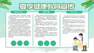 绿色清新可爱夏季健康教育宣传栏