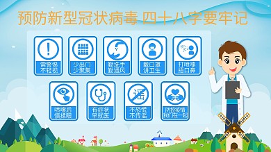 扁平风防范新型肺炎48字守则展板
