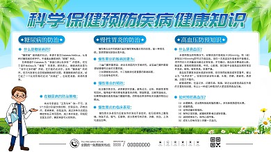 社区风蓝色简约疾病科普海报宣传展板展架
