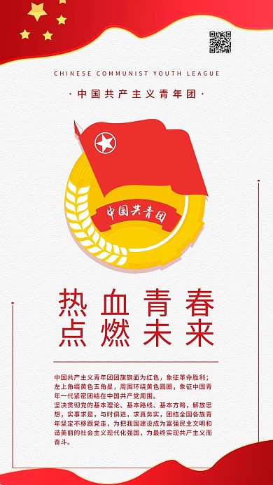 党建青年团文化团徽手机海报简约配图